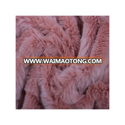 18mm plushed short hair foiled cutted pink faux fur fabric