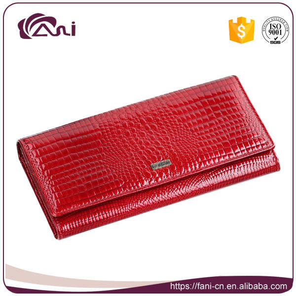 Long Slim Cow Leather Wallet with Crocodile Skin, Card Wallet Leather OEM